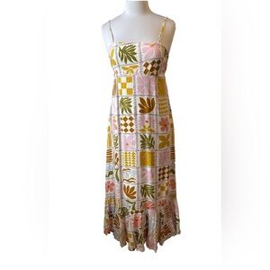 Floral Patchwork Maxi Dress - Yellow and Pink size S